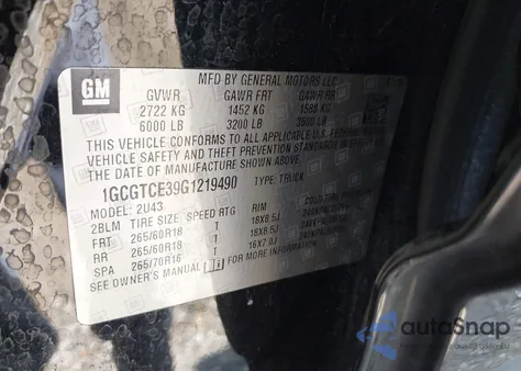 2016 Chevrolet Colorado Lt from USA, damaged, VIN 1GCGTCE39G1219490